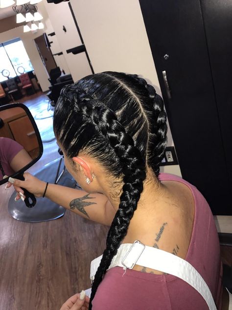 French Braids Long Hair, Puerto Rican Braids Women, Two Braids Hairstyle Mexican, Braids Hairstyles For Latinas, Dutch Braids With Edges, Prison Braids, Latina Braided Hairstyles, Braided Hairstyles For Mexican Women, Medium Length Dutch Braids