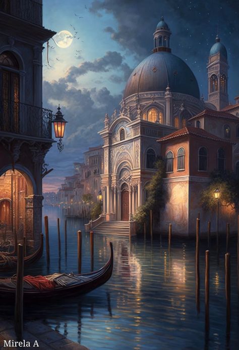 Venetian Fantasy Art, Eiffel Tower Photography, Wattpad Background, Mirela Anton, Fantasy Rooms, Japanese Architect, Scenery Background, Train Art, Fantasy House