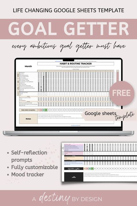 (Free) Life changing google sheets template every ambitious goal getter must have . Google sheets template | goal getter Goal Spreadsheet, Study Planner Free, Free Habit Tracker, Goal Planner Free, Life Tracker, Free Spreadsheets, Spreadsheet Design, Excel Spreadsheets Templates, Study Planner Printable