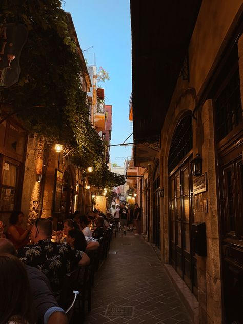 An image from one of the streets in chania, crete. Chania Aesthetic, Crete Greece Aesthetic, Crete Aesthetic, Chania Crete Greece, Greece Aesthetic, Crete Greece, Dream Lifestyle, Original Photo, Crete