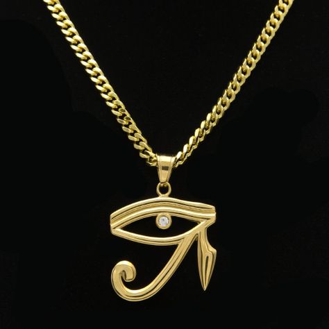 saint Horus Eye Necklaces Chains Women, Protective Amulet, Horus Eye, Cuban Chains, The Eye Of Horus, Egyptian Necklace, Eye Pendant Necklace, Oil Diffuser Necklace, Double Necklace