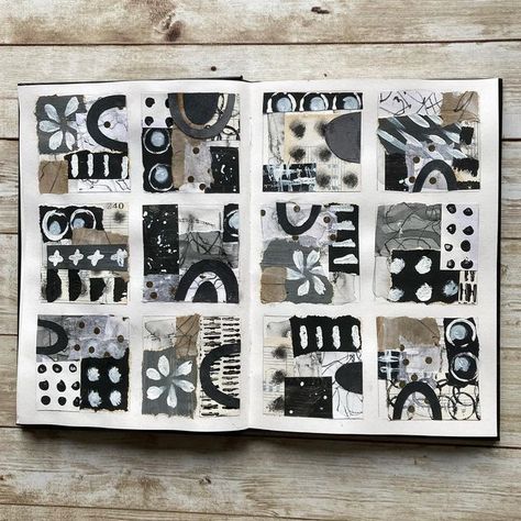 Grid Journaling, Neutral Collage, Visual Grammar, Grid Painting, Grid Composition, Art Development, Grid Art, Collage Pieces, Grid Journal