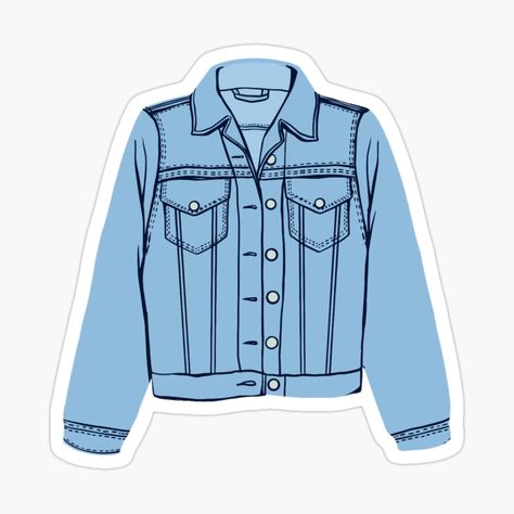 Jean Jacket Drawing, Denim Jacket Illustration, Denim Jacket Drawing, Jeans Sticker, Jacket Sticker, Jacket Illustration, Jean Jacket Design, Jeans Drawing, Korean Illustration