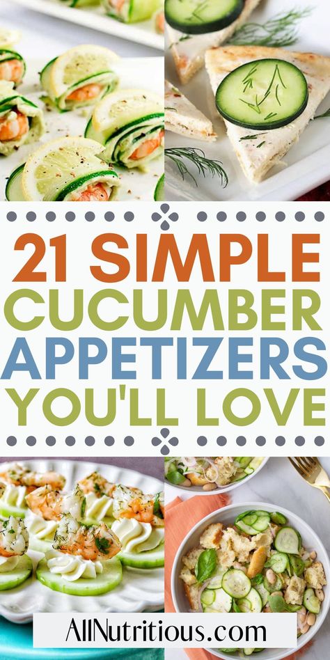 Cucumbers are the star of the show with these delicious recipes that are sure to satisfy your taste buds. If you are hosting a weeknight dinner or attending a potluck, look no further than these easy recipes and appetizer ideas. Ideas With Cucumbers, Cucumber Ideas, Watermelon Radish Salad, Cucumber Bites Appetizers, Salmon Appetizer Recipes, Cucumber Snacks, Smashed Cucumber Salad, Cucumber Appetizers, Salmon Appetizer