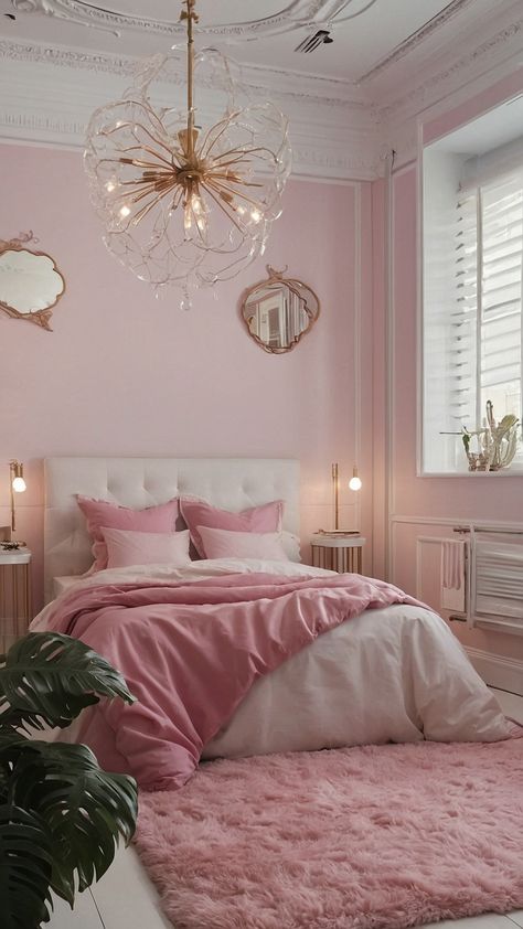 Transform your space with these stunning pink bedroom ideas From soft teens' rooms to dark rose-themed adult bedrooms we've got you covered with grey black white and kid-friendly designs Discover how to incorporate shades of green dusty pink and girly accents into your small or large bedroom Dusky Pink Bedroom, Hot Pink Bedrooms, Light Pink Bedrooms, Blue And Pink Bedroom, Rose Gold Bedroom, Pink Bedroom Design, Ideas Para Organizar, Gold Bedroom, Pink Bedrooms