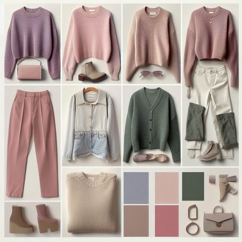 Soft Summer Work Capsule, Soft Natural Soft Summer Outfits, Classic Summer Color Palette Outfits, Soft Summer Color Combos, Muted Cool Color Outfits, Soft Summer Color Clothes, Soft Summer Academia, Soft Summer Summer Outfits, Soft Summer Inspiration