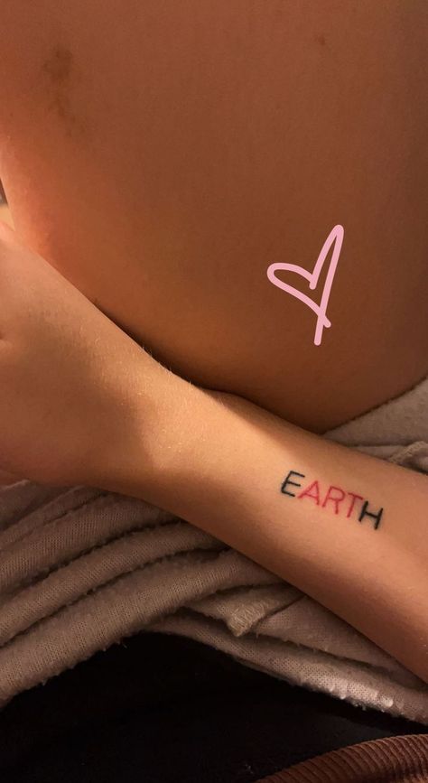 Tattoo Ideas Earth Nature, Earth Word Tattoo, Earth Tattoos Simple, Earthy Small Tattoo, Nature Lover Tattoo Small, Tattoos Nature Earthy, Earth Art Tattoo Word, Earthcore Tattoos, Down To Earth Tattoo Ideas