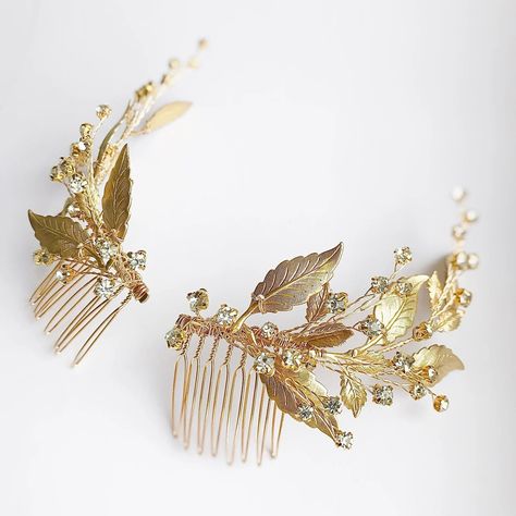 Grecian Wedding Hair, Gold Wedding Hair Piece, Gold Hair Accessories Wedding, Grecian Wedding, Gold Hair Piece, Leaf Headpiece, Gold Hair Comb, Wedding Hair Piece, Gold Headpiece