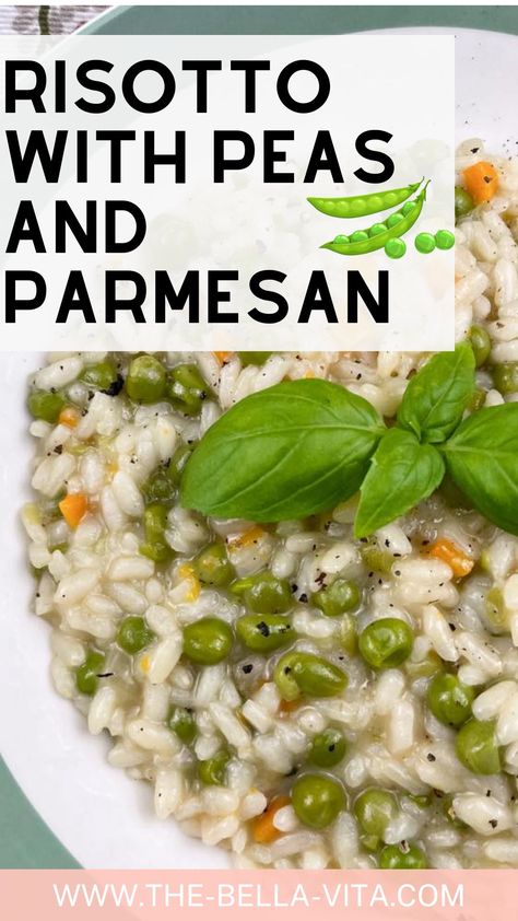 Creamy and comforting risotto with peas - a delicious Italian dish perfect for spring. Learn how to make this family-friendly. Risotto With Peas, Savory Recipe, Potato Rice, Rice Varieties, Pea Recipes, Best Italian Recipes, Italian Salad, Risotto Recipes, Italian Recipes Authentic