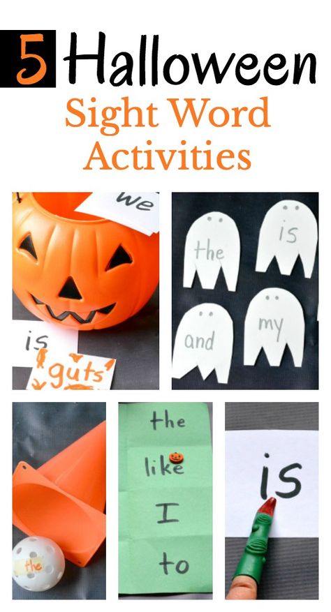 5 easy to prep Halloween sight word activities for beginning readers. Diy Site Word Games, Halloween Sight Word Games, Halloween Word Work, Halloween Literacy, Halloween Reading, School Prep, Quick Games, Beginning Readers, Halloween Preschool