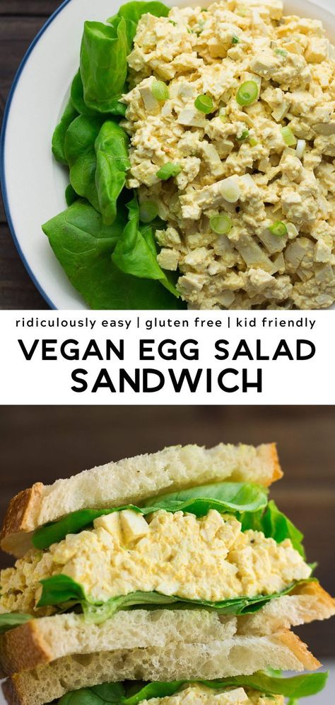 Vegan Egg Salad, Egg Salad Recipe Healthy, Vegan Sandwich Recipes, Tofu Sandwich, Vegan Coleslaw, Egg Salad Sandwich, Vegan Potato Salads, Vegan Egg, Egg Salad Sandwiches