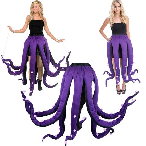 PRICES MAY VARY. 🐙 REALISTIC AND ELEGANT OCTOPUS TENTACLE SKIRT: The women ursula skirt adopts mysterious purple and black color scheme, filled with high-quality cotton and iron wire, you can easily bend the tentacles into the shape you want, making your octopus witch costume look fashionable, vivid and elegant, adding more spooky atmosphere, whether worn as a costume or as a finishing touch for a theme party, or even taking pictures, it will amaze your friends and party companions. 🐙 ADJUSTAB Plus Size Ursula Costume, Octopus Costume Womens, Under The Sea Costumes Women, Women’s Cute Halloween Costumes, Underwater Costume, Ursula Skirt, Linkage Design, Sea Witch Costume, Easy Adult Halloween Costumes