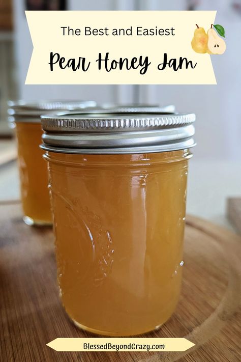 Fig And Pear Jam Recipe, Pear Honey Recipe With Pineapple, Honey Jam Recipes, Easy Pear Jam, Pear Honey Recipe, Pear Recipes For Canning, Fruit Preservation, Canning Fruit Recipes, Pear Recipes Easy