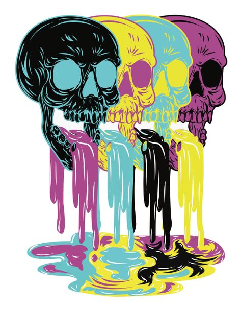 Dripping skulls done on Illustrator. *Just a trace, not original design* Illustration Kunst, Psychadelic Art, Posca Art, Skeleton Art, Skull Wallpaper, Dope Art, Art Pop, Trippy Art, Art And Illustration