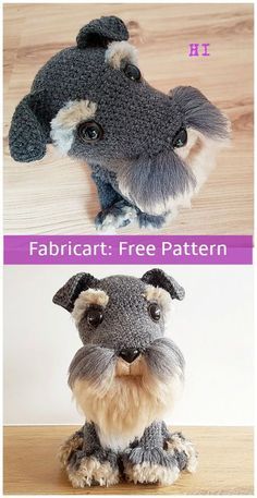 Crochet Schnauzer Dog Softie Amigurumi Free Pattern Cats Crochet, Crochet Dogs, Yarn Animals, Crochet Puppy, Crochet Sloth, Crocheted Animals, Dog Patterns, Aloha Party, Dog Crochet