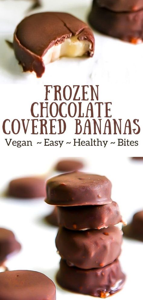 Chocolate Covered Bananas Frozen Healthy, Healthy Chocolate Covered Bananas, Chocolate Covered Banana Slices, Frozen Banana Bites Healthy, Healthy Chocolate Banana Desserts, Chocolate Dipped Bananas Frozen, Healthy Chocolate Covered Fruit, Banana Candy Recipes, Healthy Desserts Banana