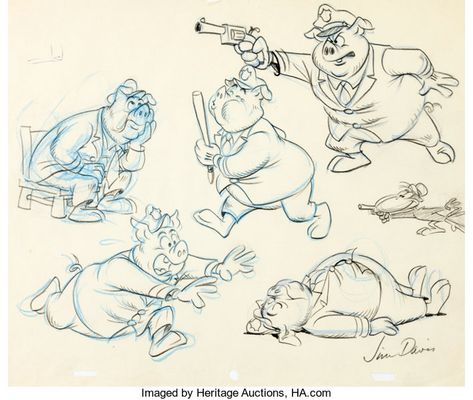 Fritz the Cat Pig Cop Model Sheet (Ralph Bakshi, 1972).... | Lot #94598 | Heritage Auctions Pig Character Design, Pig Sketch, Fritz The Cat, Ralph Bakshi, Cartoon Model, Sugar Skull Artwork, Disney Illustration, Pig Character, Cartoon Drawings Of Animals