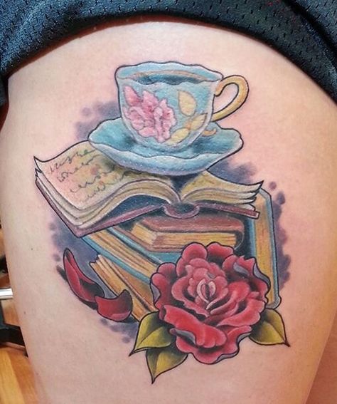 Writer Tattoo, Literary Tattoo, Tea Tattoo, Teacup Tattoo, Bookish Tattoos, Literary Tattoos, Coffee Tattoos, Music Tattoo Designs, Triangle Tattoos