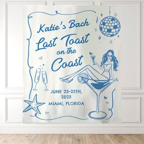 Last Toast On the Coast Beach Blue Bachelorette Tapestry Blue Bachelorette, Nautical Party Favors, Nautical Favors, Coastal Bachelorette, Nautical Bachelorette Party, Nautical Bachelorette, Last Toast On The Coast, Toast On The Coast, Beach Bachelorette Party