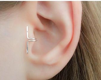 Tragus Cuff, Tragus Ear Cuff, Elf Ear Cuff, Ear Piercings Tragus, Cartilage Jewelry, Silver Ear Cuff, Tragus Earrings, Helix Earrings, Simple Bracelets