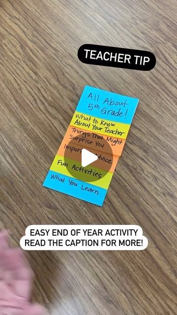 Joe McCormick and Quyen Nicol 🙋🏼‍♂️🙋🏻‍♀️ on Instagram: "We’re sure you know all about flip books and how to make them. Here’s a way to use them for an easy end-of-year activity! Just have your students write about your grade level to share with future students! Here’s some topics we include:
🌟 What to Know About Your Teacher
🌟 Things That Might Surprise You
🌟  Important Advice
🌟 Fun Activities
🌟 What You Learn
These work for pretty much every grade level and make for perfect items to have out on the first day of school for your new class!" About Your Teacher, First Day Activities, Classroom Hacks, Vbs 2024, Fun Classroom Activities, Flip Books, End Of Year Activities, Teacher Things, Writing About Yourself