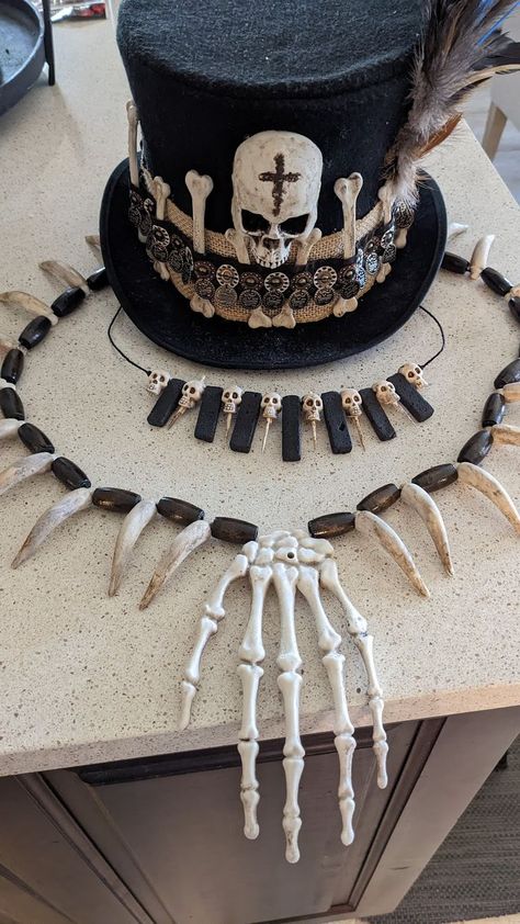 voodoo witch doctor costume Voodoo Hat Witch Doctor, New Orleans Voodoo Costume, Voodoo Priestess Headdress Diy, Voodoo Baron Samedi, Voodoo Witch Costume Halloween Makeup, Witch Doctor Hat, Witch Doctor Halloween Decorations, Witch Doctor Decorations, Papa Legba Costume