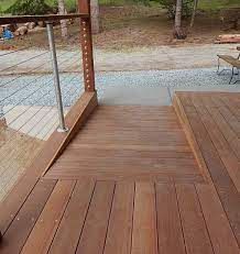 Deck Ramp Ideas & Photos | Houzz Decks With Ramps Ideas, Deck Ramp Ideas, Porch With Ramp, Sunroom Deck, Ramp Ideas, Wheelchair Ramp Design, Outdoor Ramp, Wooden Ramp, Ramp Design