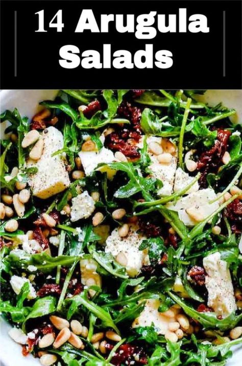 14 of the best healthy list of arugula salad recipes. Spring, summer, fall and winter recipes. Enjoy for lunch or dinner! Add arugula to salads, pizza, soups, pasta, eggs, wraps, nachos, pesto, lasagna, sandwiches, whole grains and roasted vegetables! #arugularecipes, #arugulasalads, #arugulasaladrecipes, #summersalads, #easysalads, #freshsalads, #dinnersalads, #healthyeating, #delicioussalads, Salad Recipes Spring, Best Arugula Salad, Healthy List, Pesto Lasagna, Arugula Recipes, Winter Salad Recipes, Arugula Salad Recipes, Spring Salad Recipes, Side Salad Recipes