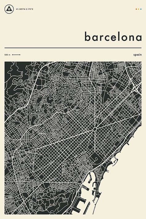 Barcelona Map, College Poster, Barcelona City, City Map Poster, Map Art Print, Travel Wall Art, City Street, Art Collage Wall, Street Map