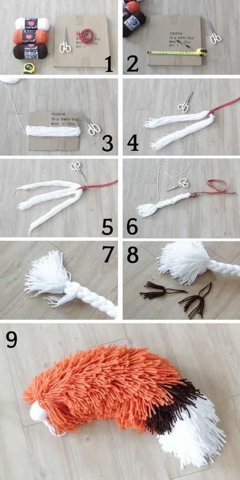 Best yarn fox tail tutorial ever! My kids loved their yarn fox tail, it's just so cute. Easy DIY fox tail for Halloween or just for fun! #foxtail #yarnfoxtail #diyfoxtail #squirrelsofafeather Diy Fox Tail, Tail Tutorial, Fox Costume, Vans Shoe, Fox Tail, Manualidades Halloween, Idee Cosplay, Pola Gelang, Cosplay Diy