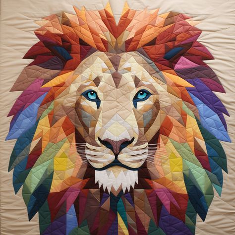 Invisible Stitch, Majestic Lion, Bear Quilts, Lion Design, Animal Quilts, Cat Quilt, Foundation Paper Piecing, Patchwork Patterns, Quilt Sizes