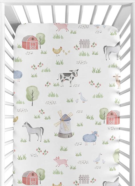 Sweet Jojo Designs Farm Animals Boy or Girl Fitted Crib Sheet Baby or Toddler Bed Nursery - Watercolor Farmhouse Horse Cow Sheep Pig Watercolor Farmhouse, Farm Nursery Theme, Farm Animal Nursery, Farm Nursery, Pack And Play, Portable Crib, Crib Toddler Bed, Mini Crib Sheets, Sweet Jojo Designs