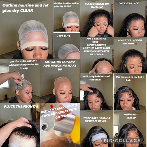 Wig Install Step By Step, Quick Weave Step By Step, Wig Install Business, T Part Wig Install, Wig Tips, Diy Hair Wig, Got2b Glued, Wig Tutorial, Parting Hair