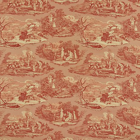 FOUR SEASONS TOILE Red Chinoiserie, Fabric Dining Room Chairs, Flame Test, Luxury Flooring, Schumacher Fabric, Toile Fabric, Country Scenes, Wallpaper Size, Drapery Fabric