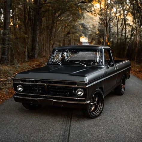 Slammed Trucks, Black Truck, Vintage Pickup Trucks, Classic Ford Trucks, Old Ford Trucks, Old Pickup Trucks, Classic Cars Trucks Hot Rods, Ford F100, Classic Pickup Trucks