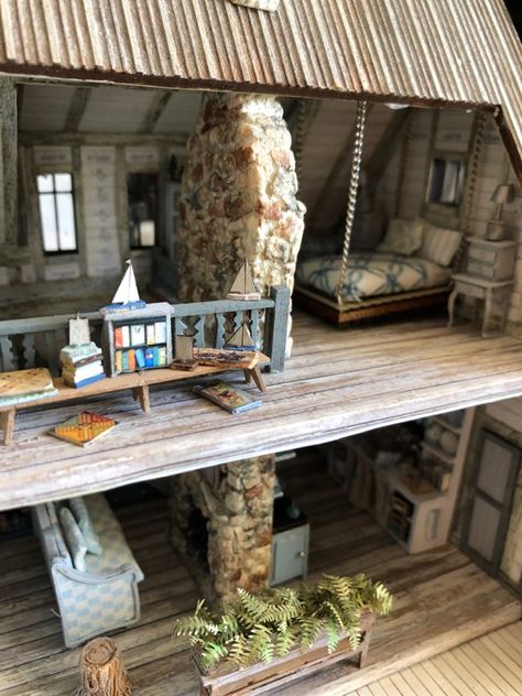 Dollhouse Cabin Ideas, Cabin Dollhouse Diy, Moss Creek Log Cabin Dollhouse, Dollhouse Ideas Interiors, Woodland Dollhouse, Cottagecore Dollhouse, Boys Dollhouse, Dollhouse Interior Ideas, Dollhouse Remodel