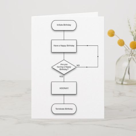 Flowchart Birthday Greeting Card Birthday Cards Nerd Birthday, Birthday Decoration Items, Geek Birthday, Teachers Day Card, Easter Cards Handmade, Computer Nerd, Greeting Card Birthday, Birthday Cards For Boyfriend, Bday Cards