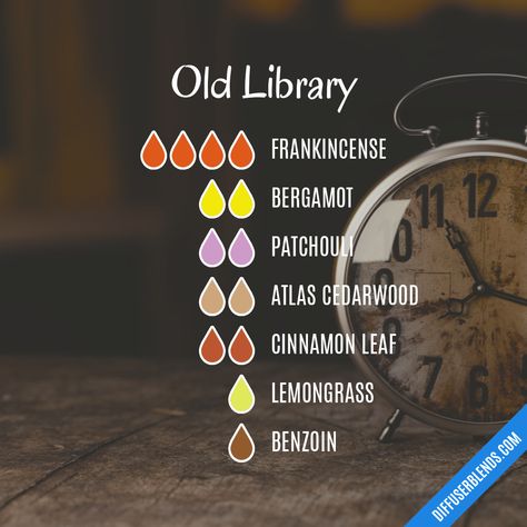 Old Books Essential Oil Blend, Library Essential Oil Blend, Scent Blends, Essential Oil Perfumes Recipes, Essential Oil Combinations, Aromatherapy Recipes, Essential Oil Diffuser Blends Recipes, Perfume Recipes, Essential Oils Herbs