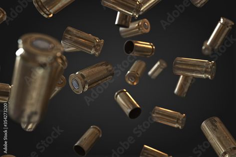 Stock Image: Photorealistic 3D illustration of Flying bullet shells on a black background. Bullet Shell, 3d Illustration, Black Background, Black Backgrounds, A Black, Stock Illustration, Shells, Stock Images, Illustrations