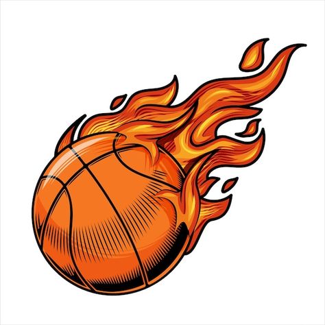 Basketball Doodle, Basketball On Fire, Hello Kitty Dibujos, Basketball Logo Design, Basketball Drawings, Basketball Clipart, Art Fundraiser, Basketball Background, Fire Vector