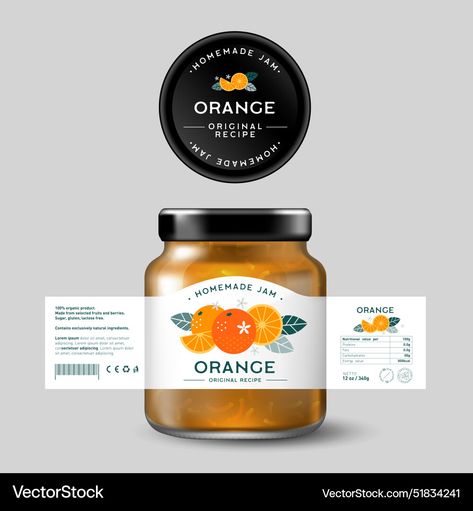 Jam Illustration Jar, Jam Design, Orange Jam, Design Label, Homemade Jam, Sweet Food, Nutritional Value, Fruit Design, Lactose Free