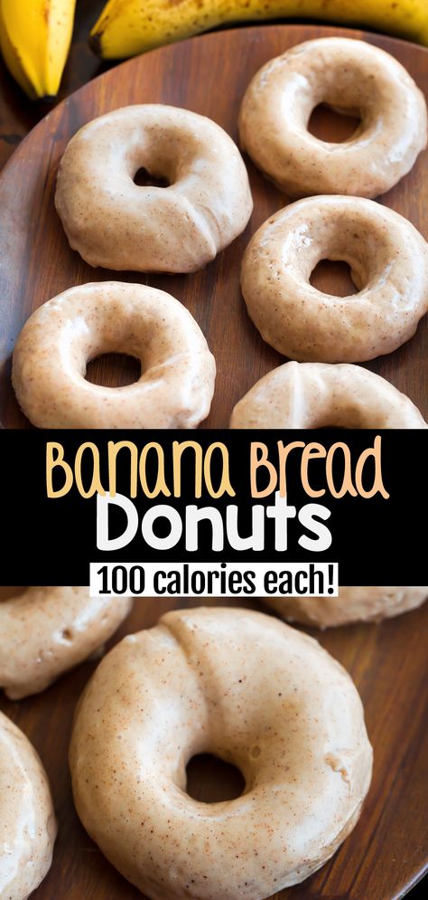 100 Calorie Banana Bread Donuts - Healthy Breakfast Donuts Best Donut Recipe, Breakfast Donuts, Healthy Donuts, Yummy Healthy Breakfast, 100 Calorie, Donut Recipe, Banana Breakfast, Vegan Banana Bread, Healthy Banana Bread