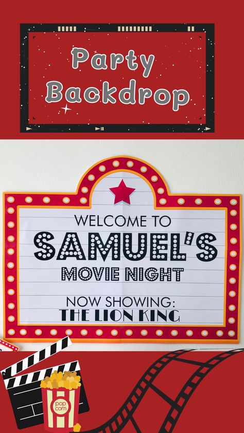 Movie Theme Birthday Party Decorations, Bobs 2023, Teen Movie Night, Night Party Decorations, Night Party Decor, Movie Night Party Decorations, Cinema Theme, Birthday Movie Night, Diy Movie Night