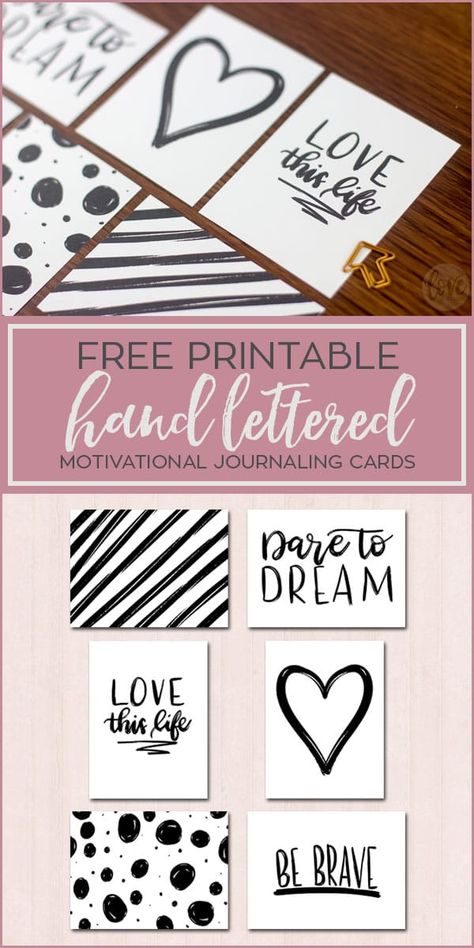 Free printable hand lettered and doodled motivational journaling cards for scrapbooking, project life pocket pages and palnners. Project Life Baby, Project Life Free, Project Life Freebies, Printable Journal Cards, Project Life Printables, Art Journal Backgrounds, Project Life Scrapbook, Project Life Layouts, Project Life Cards