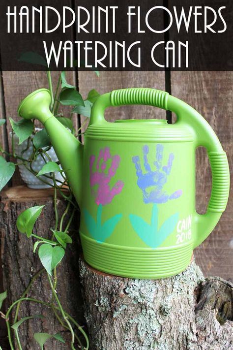 Add handprint flowers to a watering can for a one of a kind Mother's Day gift idea! Perfect easy craft for infants and toddlers to give mom! #mothersday #kidscrafts #gift #giftidea Craft For Infants, Handprint Flowers, Easy Mother's Day Crafts, Diy Mother's Day Crafts, Mother's Day Projects, Country Chic Cottage, Arts And Crafts House, Mothers Day Crafts For Kids, Cadeau Diy