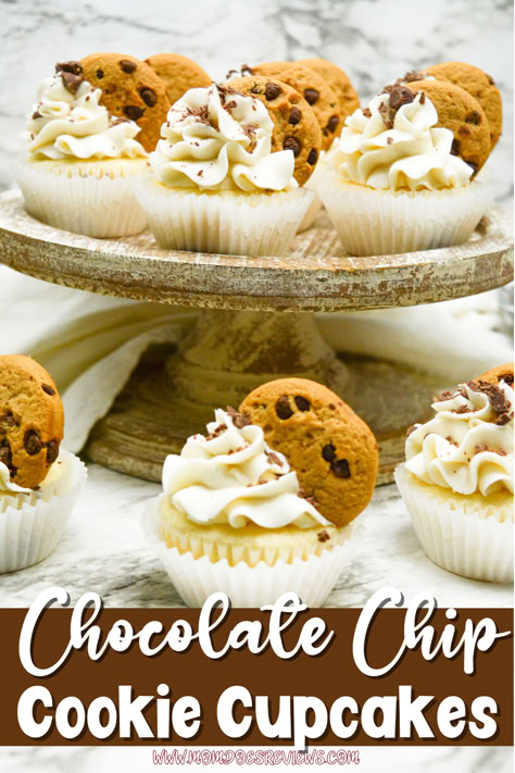 Chocolate Chip Cookie Cupcakes - Mom Does Reviews Chocolate Chip Cookie Cupcakes, Banana Split Cupcakes, Cookie Cupcakes, Edible Cookie Dough Recipe, Drink Desserts, Cookie Dough Recipes, Edible Cookies, Edible Cookie Dough, Sweet Cookies