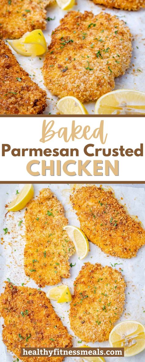 Lightly Crusted Chicken, Dana's Parmesan Crusted Chicken Recipe, Easy Parmesan Crusted Chicken Baked, Oven Baked Crusted Chicken, Baked Chicken Recipes Bread Crumbs, Panko Chicken Parmesan Baked, Lazy Baked Chicken, Easy Crusted Chicken, Pan Crusted Chicken