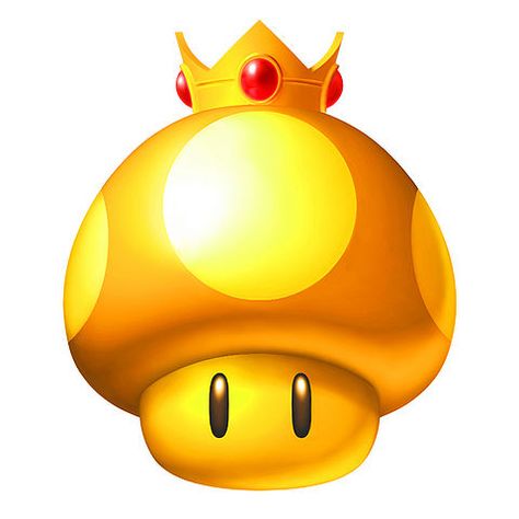 The golden mushroom power up from Mario Kart Wii, which gives you unlimited boosts from a limited amount of time. Golden Mushroom, Mario Kart 7, Mario Kart Wii, Mario Kart, Nintendo 3ds, Wii, Nintendo, Mario, Yellow