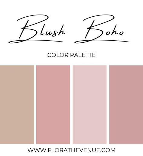 Pink White And Tan Wedding, Wedding Color Schemes Light Pink, Pink Color Pallete Wedding, Bridal Shower Color Palette, Blush Pink Wedding Color Palette, Boho Pink Color Palette, Pink Boho Color Palette, Blush Color Palette Wedding, Wedding Pink Color Schemes