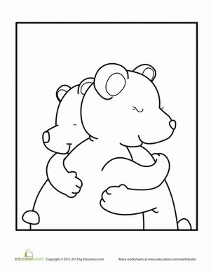 Bear Hug, Bear Coloring Page, FREE Coloring Page Template Printing Printable Bear Coloring Pages for Kids, Bear, idea for felt application Polar Bear Coloring Page, Dance Crafts, Bear Felt, Sewing Cards, 1st Grade Math Worksheets, Bear Coloring Pages, Bear Hugs, 1st Grade Worksheets, English Activities